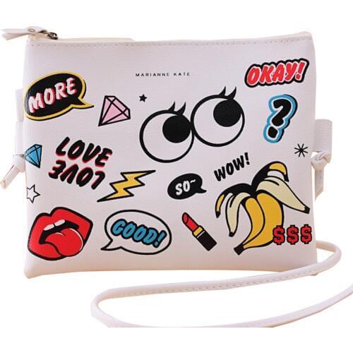New Fashion Cartoon Printed Women Graffiti Handbag Mini Crossbody Shoulder Bag Ladies Casual Purses Clutches Girls Handbag