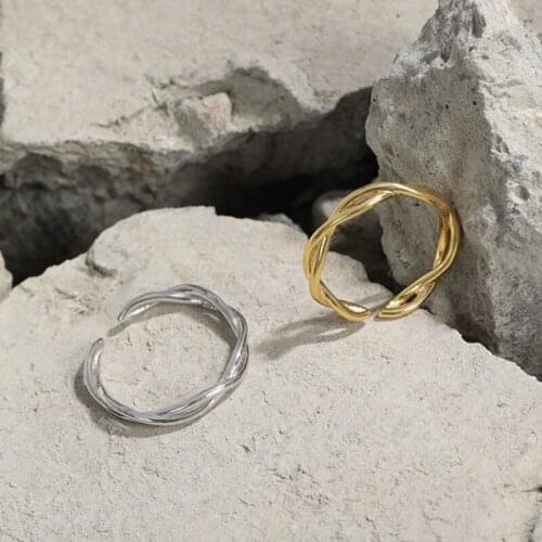 925 Sterling Silver Korean Version Engagement Design Twist Interwoven Pattern 2021 Open Resizable Ring Gifts for Women Jewellery