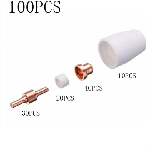 100PCS PT-31 LG-40 Torch Consumables Air Plasma Cutting Nozzle Electrode Tip Gas Ring Kits 40A Fit For LGK40