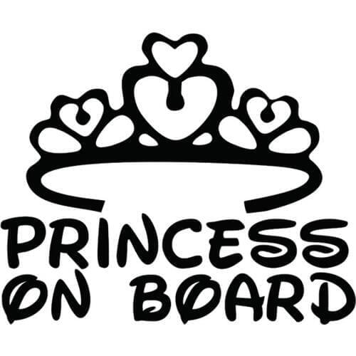 17cm*14cm PRINCESS ON BOARD BABY Cartoon Fashion Vinyl Car-Styling Car Sticker Black/Silver S3-4679