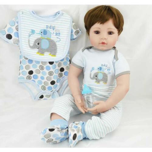 22inch 55cm Collectible Reborn Toddler Baby Boy Reborn Dolls In Two Sets Replaceable 100% Cotton Blue Clothes Kids Toys