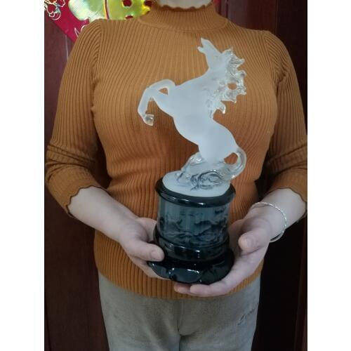 28CM large -SHOP Business GIFT Porch lobby efficacious Mascot Crystal horse thriving Money Good luck 3D FENG SHUI art Sculpture