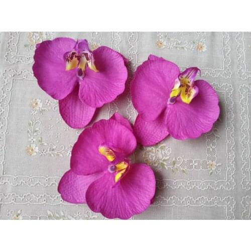 50 pcs/lot Purple Silk Orchids Large Orchid 4.75 inches For Hair comb Hairbands Weddings Decor Wholesale Lots