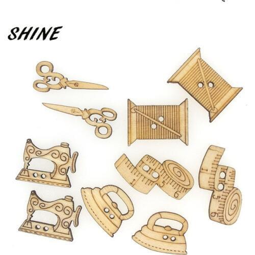 50PCs Natural Sewing Tool Wooden Handmade Buttons Scrapbooking Carft For Decoration Costura Botones Decorate bottoni botoes