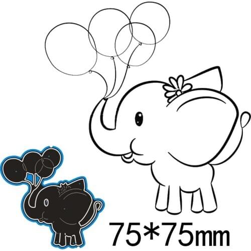 75*75mm Elephant and balloons Cutting Dies for DIY Scrapbook Embossing Paper Craft Envelope Creative Cut Dies New