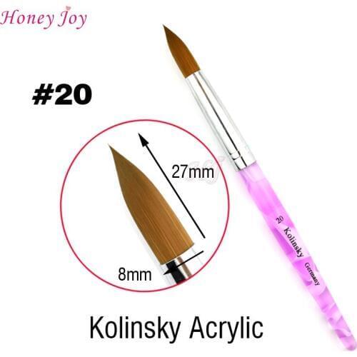 Promotion New Arrival Size #20 Kolinsky Professional Painting Nail Acrylic Brush Purple Handle Acrylic Pincel Liquid Powder Pen