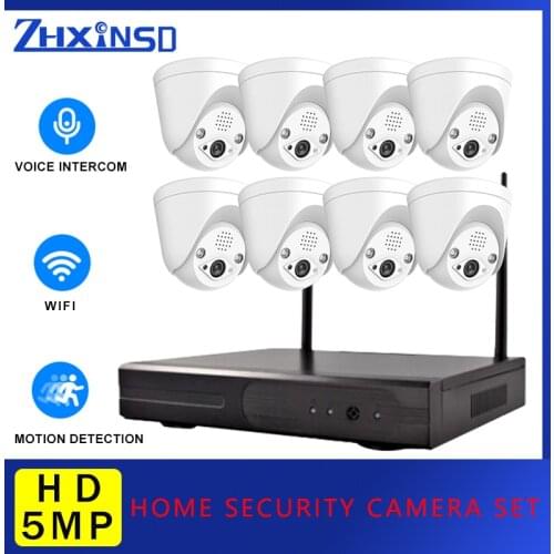 ZHUHUIFEI H.265 5M Indoor HD Wireless CCTV System Eight Way Audio WIFI IP Security Camera P2P NVR Video Surveillance Kit