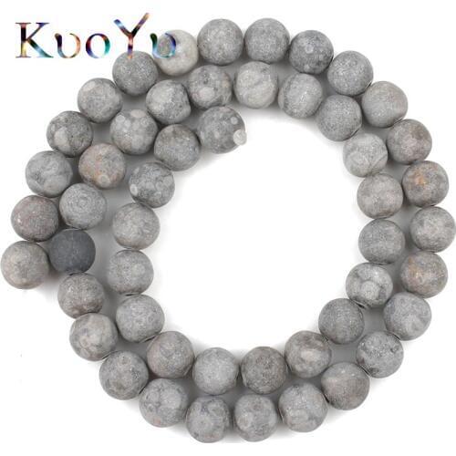 Natural Froste Grey Maifan Stone Beads Matte Round Loose Spacer Beads For Jewelry Making Gem stone DIY Charm Bracelet 4 6 8 10M