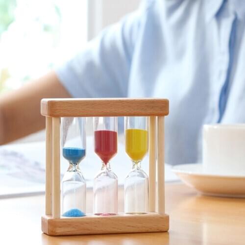 1/3/5 Minute Wooden Sand Glass Hourglass Timer Clock Home Decor Gift For Childern Simple Style