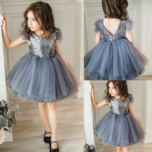UK Summer Toddler Kid Baby Girl Party Lace Tutu Backless Princess Dress Sundress