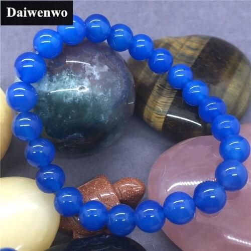 Design Natural Blue Agate Beads Bracelet for Women Gift Luck Health Charms