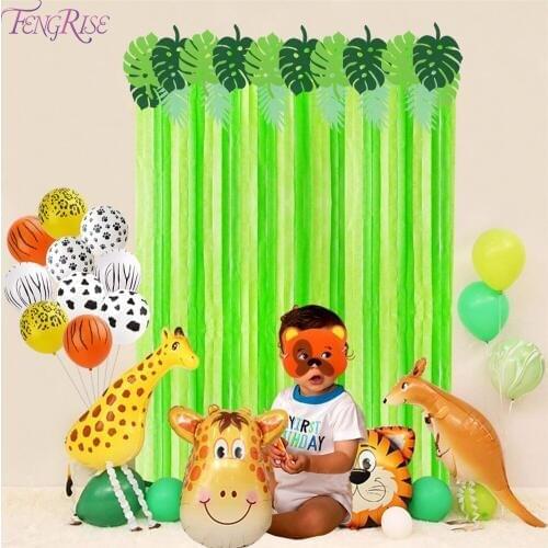 FENGRISE Jungle Party Green Screen Background Decor Dinosaur Party Theme Safari Birthday Party Decoration Kids Jungle Decoration