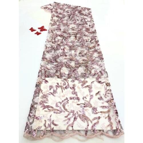 Nigerian French Lace Fabric for party dress Newest SYJ-666823 African Net Lace Fabric with sequins