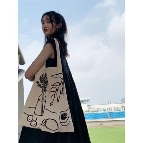 Women Canvas Shoulder bag Still Life Plants Print Art Hoe Large Tote Shopping Bag Crossbody Bags Purses Casual Handbag Bookbag