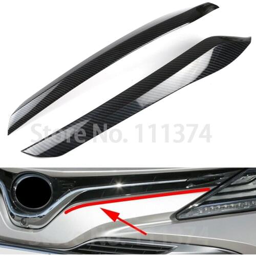 Chrome Front Upper Racing Grille Cover for Toyota Camry XV70 2018 2019 2020 Carbon Fiber Decoration Accessories