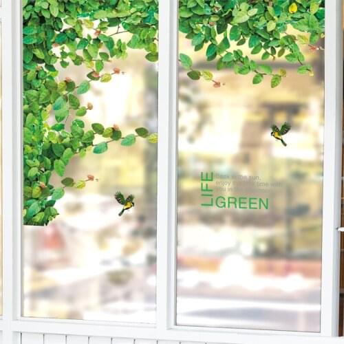 Creative Green Vine Plant Bird Wall Sticker Home Living Room Decor Teen Aesthetic Poster Wall Decals Vinyl Windows Door Stickers