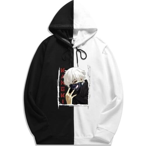2021 Summer Anime Harajuku Man Tokyo Ghoul print Patchwork Thin Hoodie Hoodies Streetwear Men Sweatshirt The Sharingan