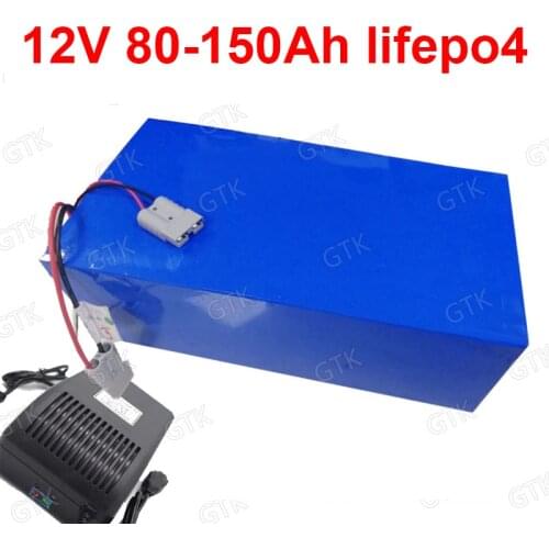 GTK lifepo4 12.8v 100AH lithium battery 12V 100Ah 120Ah 80Ah battery for 1200W caravan boat Portable power RV + 10A charger