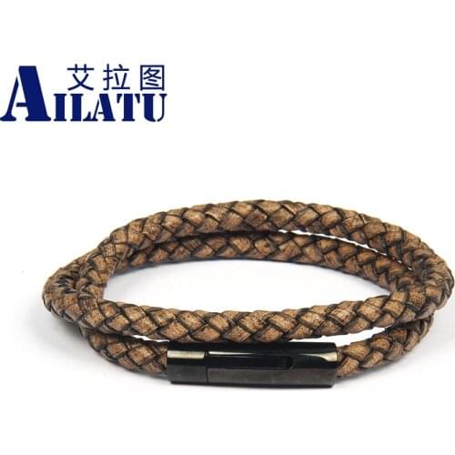 Multilayer Vintage Genuine Leather Magnetic Buckle For Men Male Jewelry Laser Pringting Logo Service and Drop Shipping