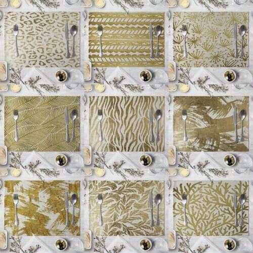 Fashion Print Rectangle Cotton Linen Western Style Table Pad Cut Mats Placemat for Dinner Kitchen Table 40x30cm