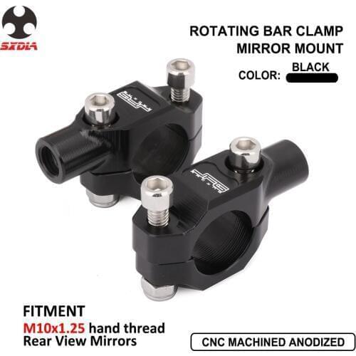 Motorcycle CNC Aluminum Rotating Mirror Mount Block Base Rotating Bar Clamp For M10x1.25 7/8" Hand Thread Rear View Mirrors