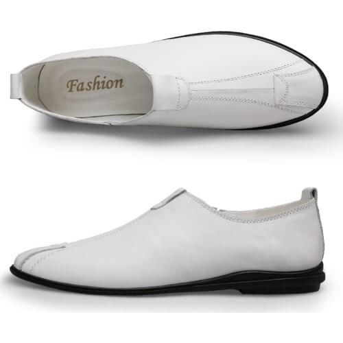 Mens Loafers Genuine Leather Soft Moccasins High Quality New Summer Autumn Black White Shoes Men Brand Flats Driving Shoes Man