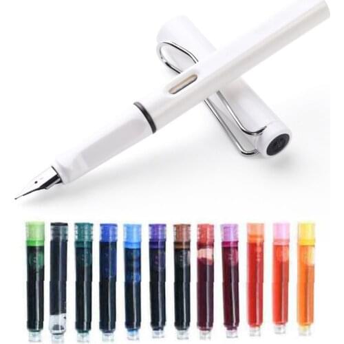 13Pcs/set Disposable Colourful Ink Sac Fountain Pen set Erasable Blue Fountain Pen Refills Black Red Ink Refills School Supplies