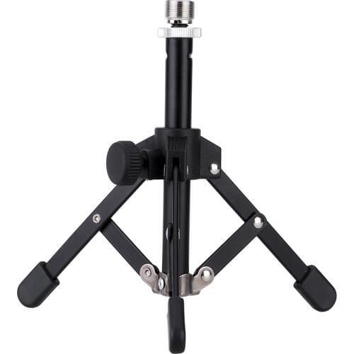 MS-12 Mini Tabletop Tripod Microphone Mic Stand Holder Foldable Desktop + Mic Clip Holder Bracket