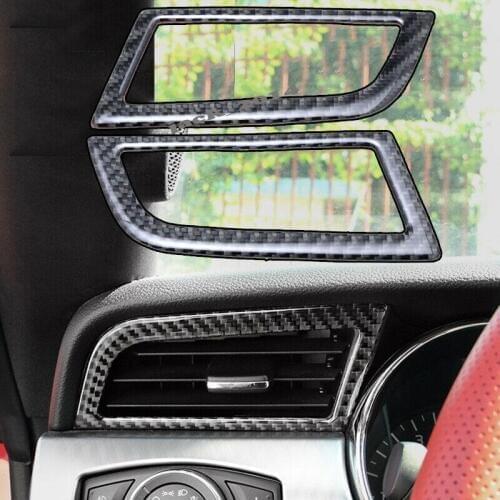 Real Carbon fiber Instrument desk outlet Frame Trim Fit for Ford Mustang 2015 2016 2017 2018 2019