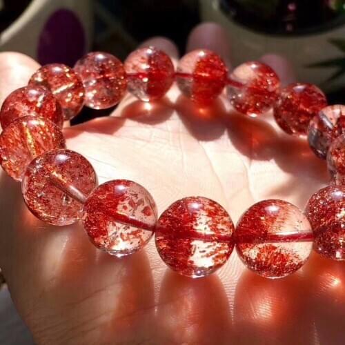 Genuine Natural Red Super 7 Lepidocrocite Quartz Rare Women Man Round Beads Stretch Bracelet 13.5mm AAAAA Certificate