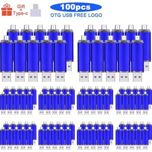 Bulk 100pcs metal USB 2.0 OTG flash drive 8GB 16GB 32GB 64GB 128gb Flash Drive External Storage u Disk Custom free Logo Gifts