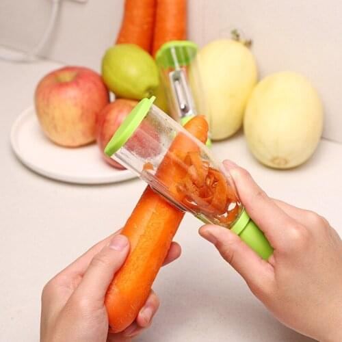 Fruit Peeler with container Vegetable Potato Cutter Carrot Grater Slicer Shredder with Storage Tube Kitchen Gadget