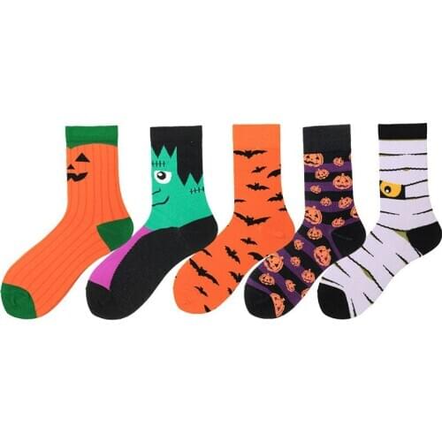 Peonfly 2020 New Halloween Bats and Pumpkin Pattern Cotton Happy Socks Harajuku Fashion High Quality Party Cute Nolvety Sokken