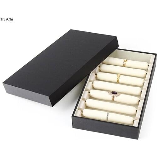 Portable 7Pcs Ring Jewelry Storage Bar With Tray PU Ring Organizer Display Box Diamond Ring Jewellery Carry Case Tray With Cover