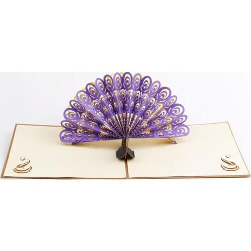 Festival supplies greeting cards invitation paper pop up 3D peacock for Birthday Wedding Party gift craft DIY favor kids