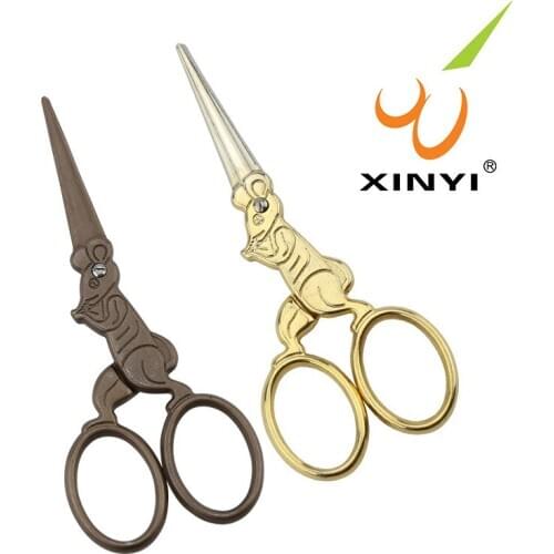 Rat Eyebrow ScissorsTitanium-plated Retro Scissors Embroidered Hand-cut Mini-scissors Nose Hair Eyelash Hair Scissors