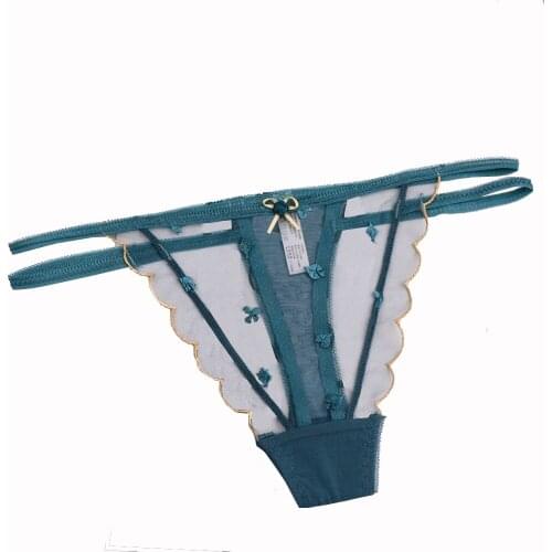 Sexy Perspective Mesh Womens Underwear Lace Fashion Belt Bundled Thong T Pants Embroidered Transparent G-String