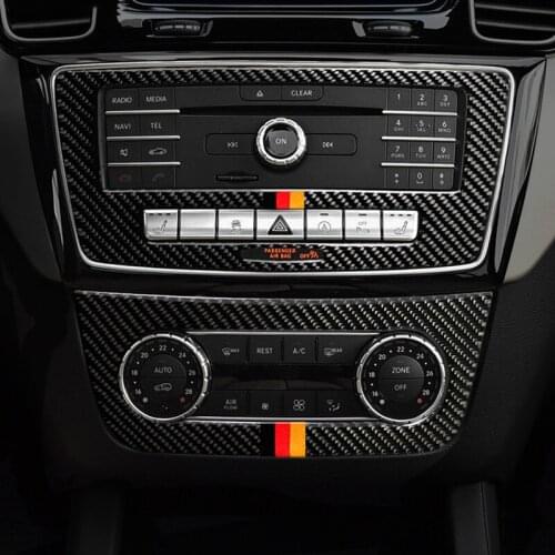 Car Styling Carbon Fiber Central Air Conditioning CD Control Panel Decoration Sticker Trim For Mercedes Benz ML GL GLE GLS