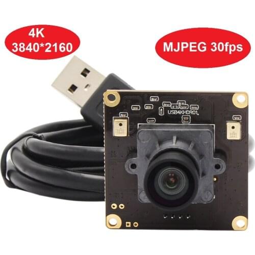ELP 4K 3840*2160 USB Camera module with High frame rate 3840x2160 Mjpeg 30fps ,No Distortion Lens USB Webcam Camera Board
