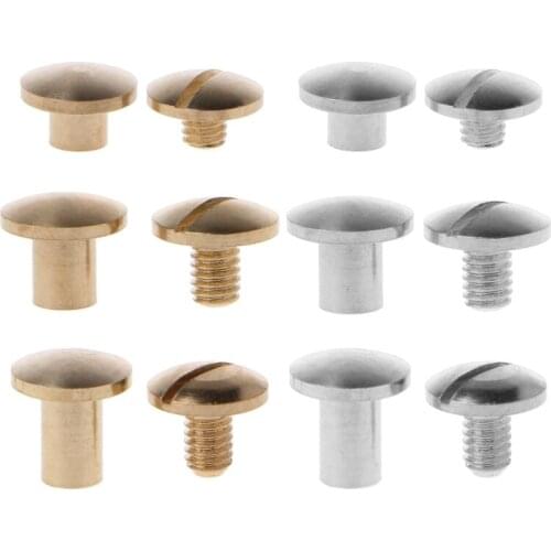 10 Pairs Brass Chicago Screws Posts Belt Button for Leather Bookbinding Crafts
