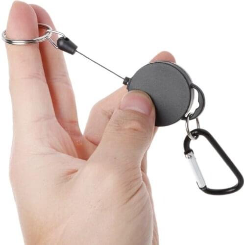 Retractable Reel Ajustable Wire Rope Keychain With Carabiner Anti-theft Antilost