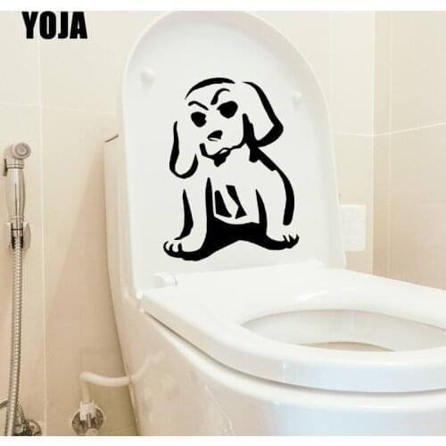 YOJA 16.7X22.2CM Cartoon Puppy Dog Toilet Decal Wall Sticker Funny Pattern Living Room Home Decor T5-1569