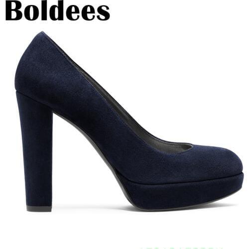 Boldee 2018 Platform Round Toe Chunk Heeled Women Shoes Sexy High Heels Office Lady Dating Party Wedding Pumps Woman Footwear