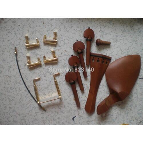 1 Set JUJUBE wood Violin fitting with Gold Fine tuner,tail gut, Gold Chin rest screw all 4/4
