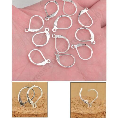 200PCS Wholesale Lot Jewelry Findings Silver Lever Back Circle Earring Earwires For Handmade Crystal Beads Stones