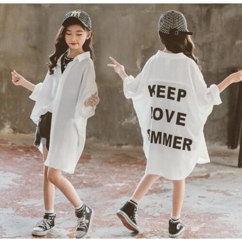 2021 Korean style girls coat chiffon fashion summer girls coat 4-9t B282