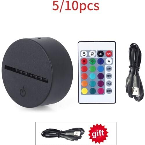 5/10 pcs Remote 3D Light Base Ornament Lamp Holder Luminous Light Lampada 3D Lamp Base Night Light Replacement For Acrylic