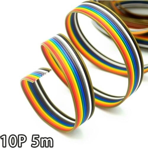 5meters/lot Ribbon Cable 10 WAY Flat Color Rainbow Ribbon Cable Rainbow Wire 10P 1.27MM pitch For PCB Diy