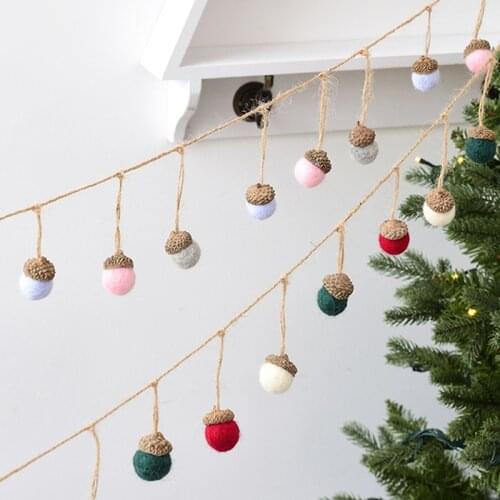 6pcs Xmas Tree Ornament Wool Felt Acorn Pine Cones DIY Pendant Christmas Decorations for Home New Year 2021 Kids Gift Wholesale