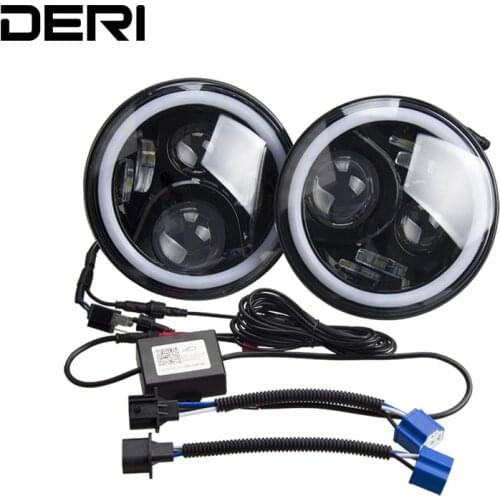 7 inch 60W Round LED Headlight Kit Hi/Lo Beam with Angle Eyes Deration APP Remote Control RGB for JEEP Wrangler JK 2009-2017